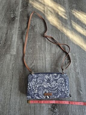 Sakroots Navy Floral Crossbody with Brown Strap